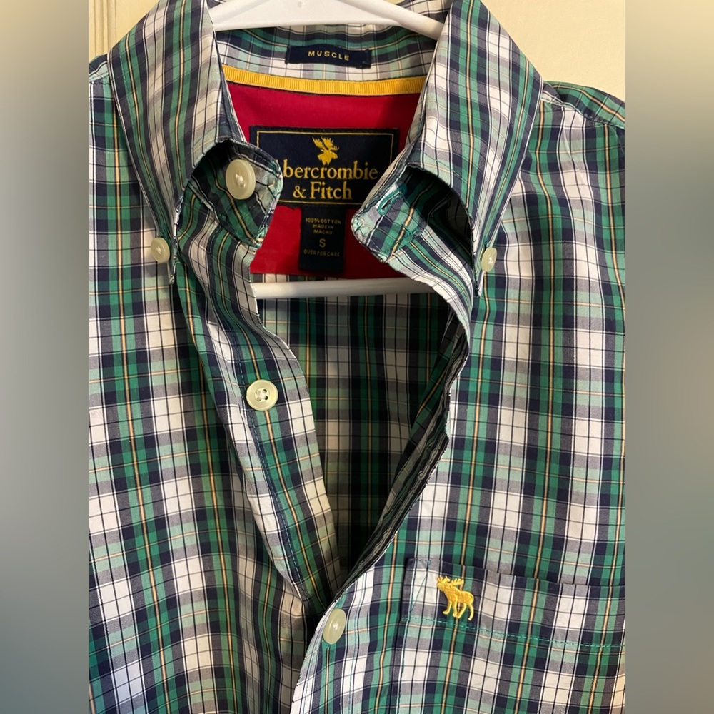 Abercrombie & Fitch men’s muscle long sleeve plaid S button up shirt